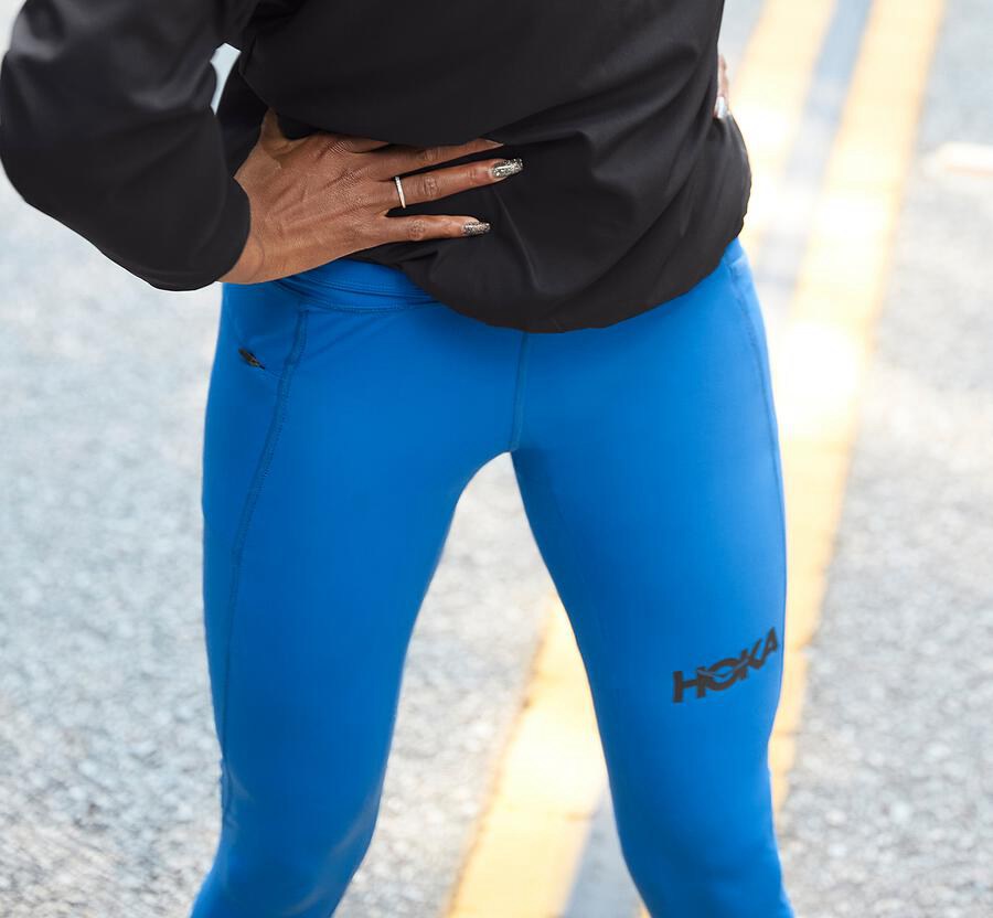 Pantalones Hoka One One Mujer Azules - Performance Crop Tight - ROAD01394